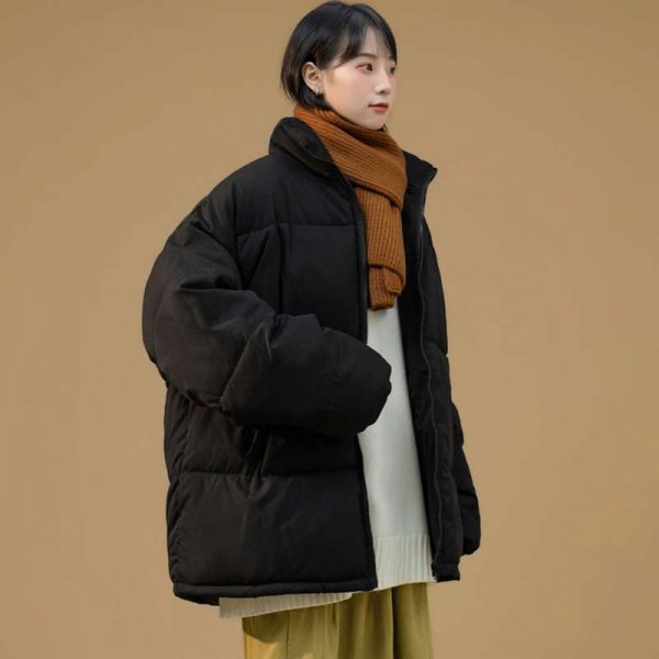 Pure Color Loose Zipper Coat - Modakawa Modakawa