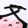 Sexy Bow Decor Love Heart Colorblock Halter Tank Top - Modakawa Modakawa